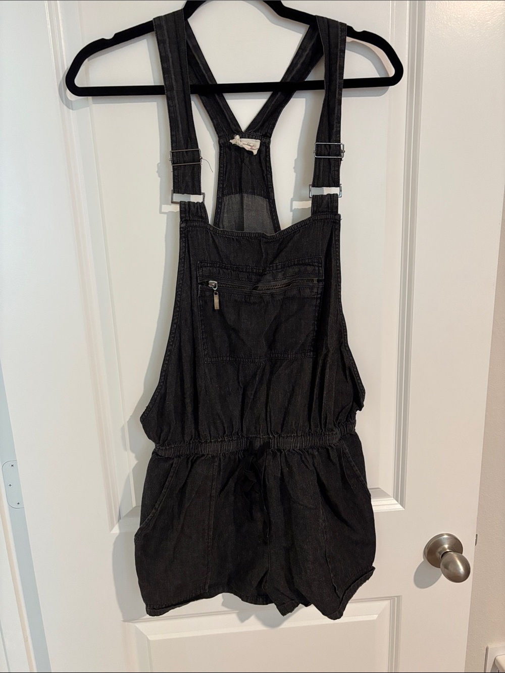BiBi Black Denim Overall Romper